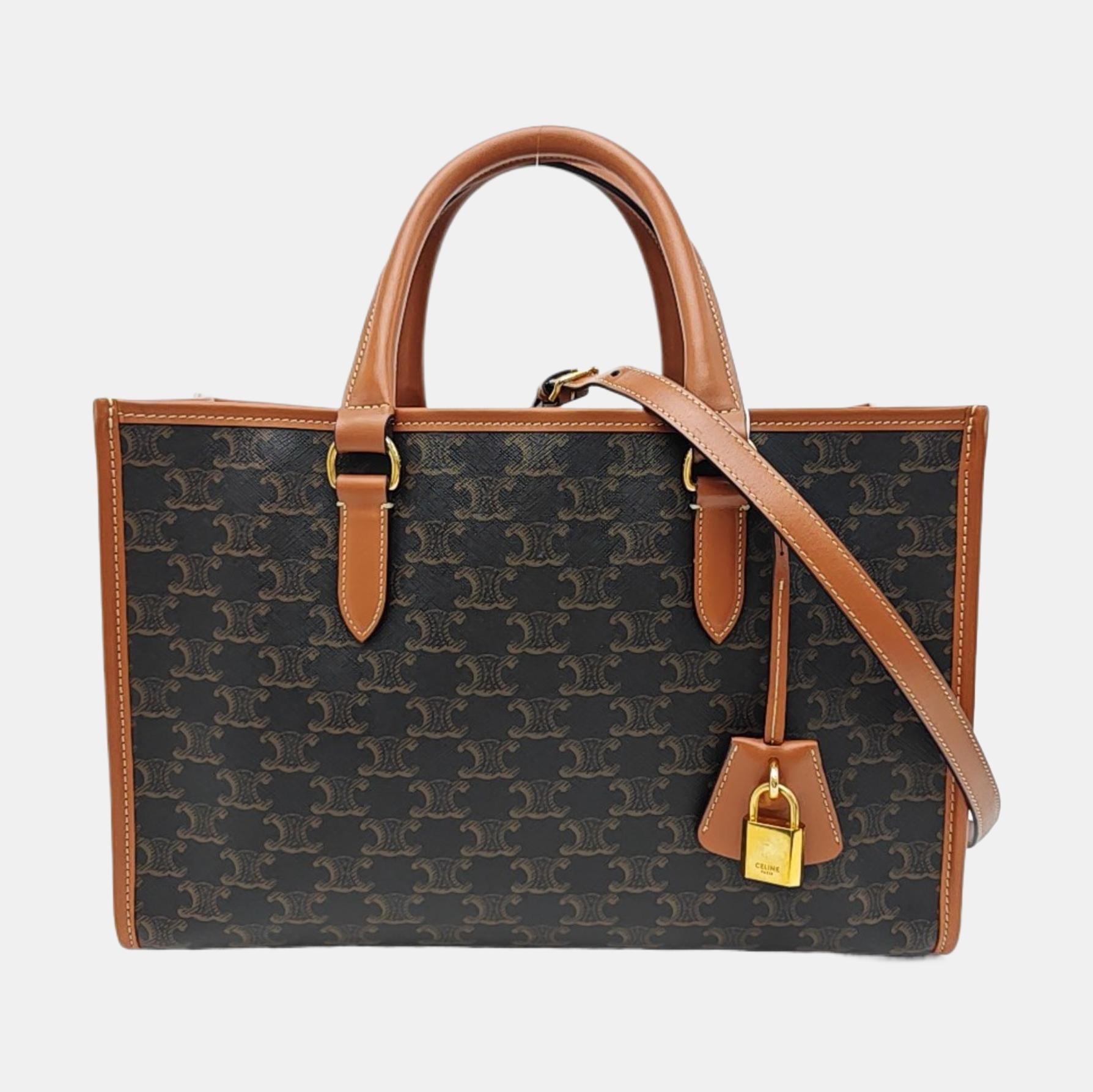 Coated Canvas Tote Bag Brown
