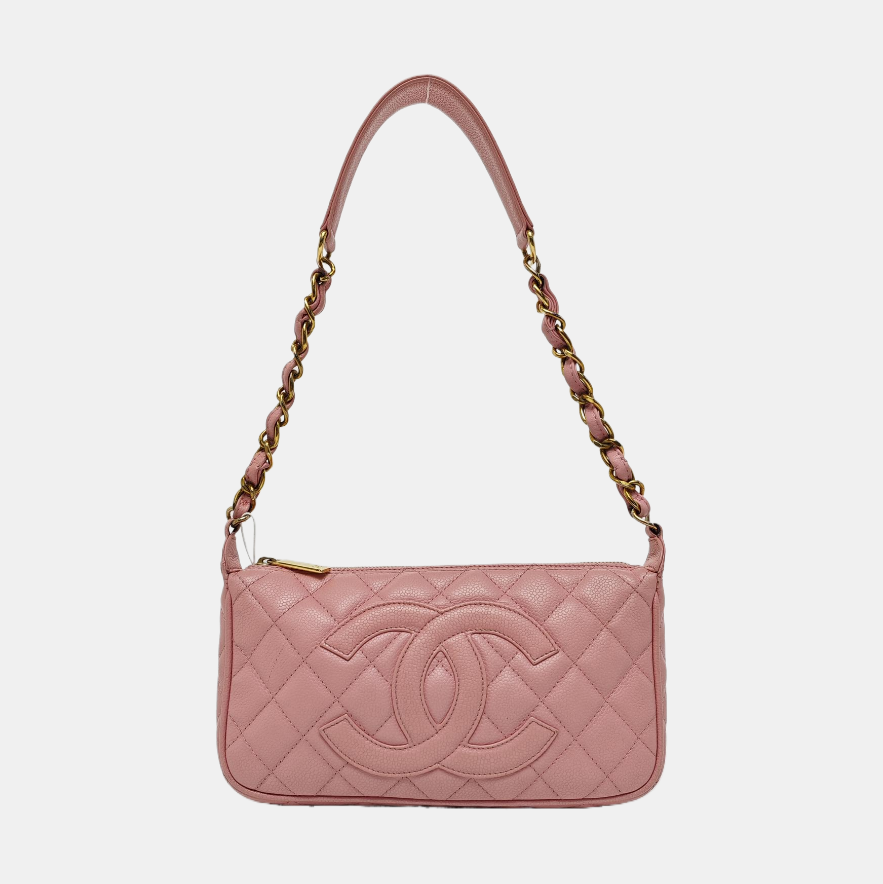 Quilted Grained Calfskin Top Handle Bag Pink