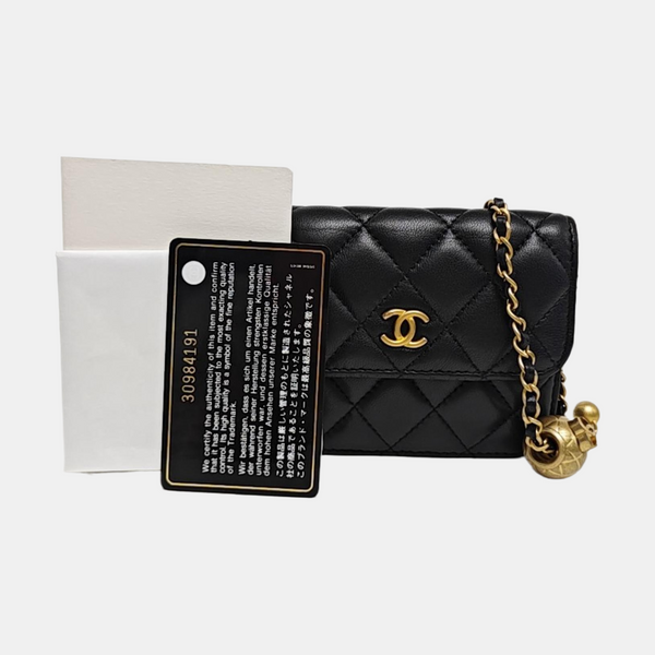 Quilted Lambskin Shoulder Bag Black