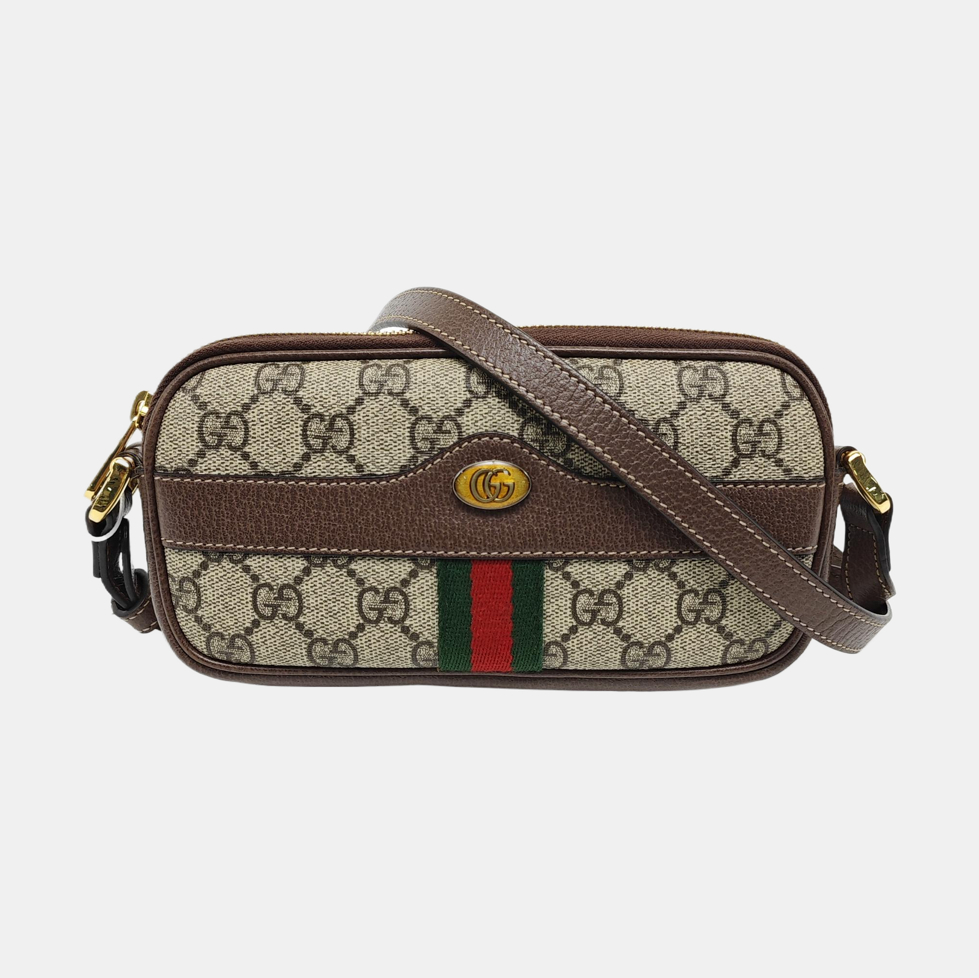 Ophidia Mini Monogram Coated Canvas Beige