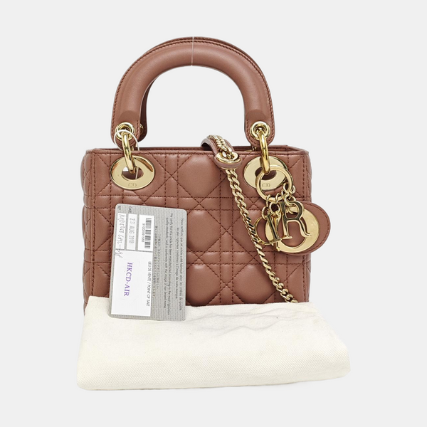Authenticated pre-owned  Lady Dior Mini Lambskin Beige - Tote Bag at Looply