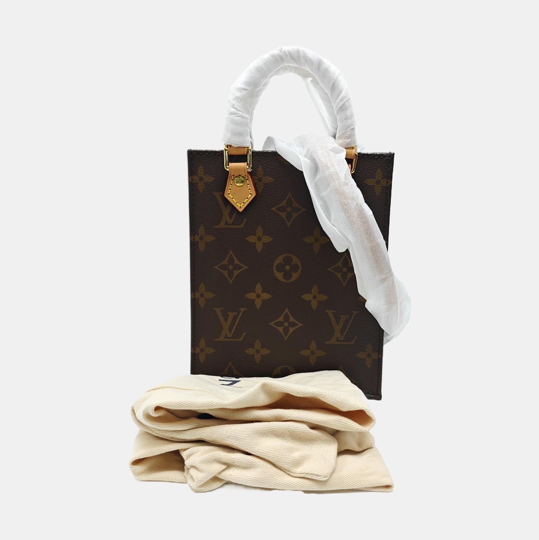 SAC PLAT Mini Monogram Coated Canvas Brown
