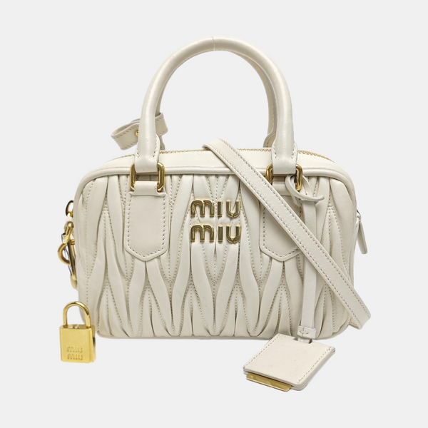 Arcadie Matelassé Mini Quilted Lambskin White