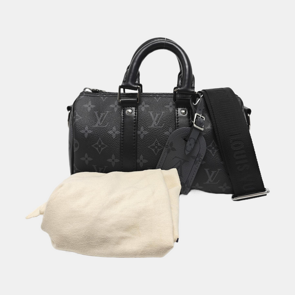KEEPALL 25 Monogram Coated Canvas Black