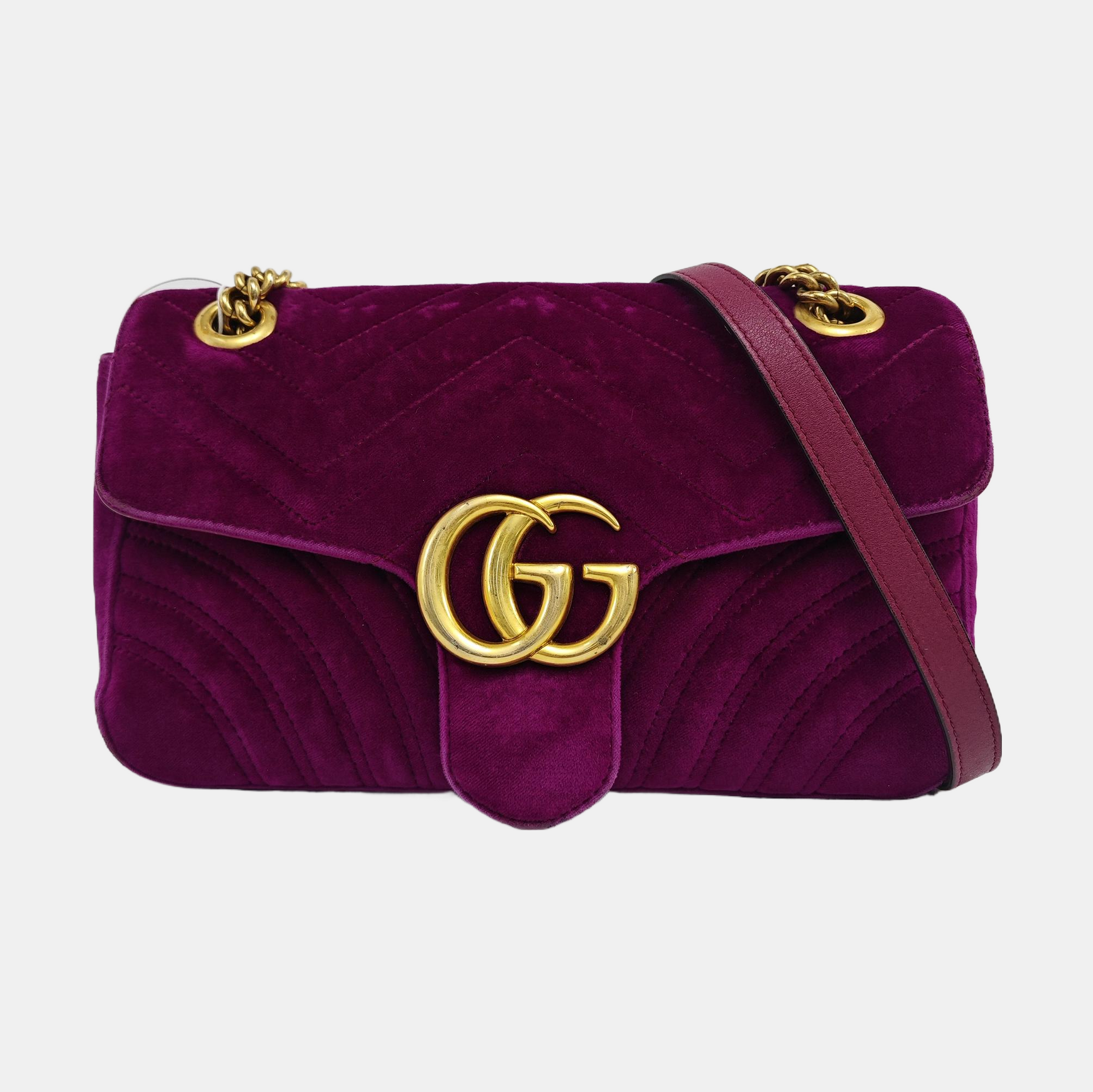 GG Marmont Medium Quilted Velvet Red