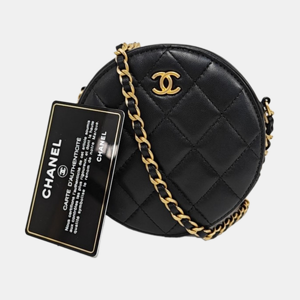 ROUND Quilted Lambskin Black
