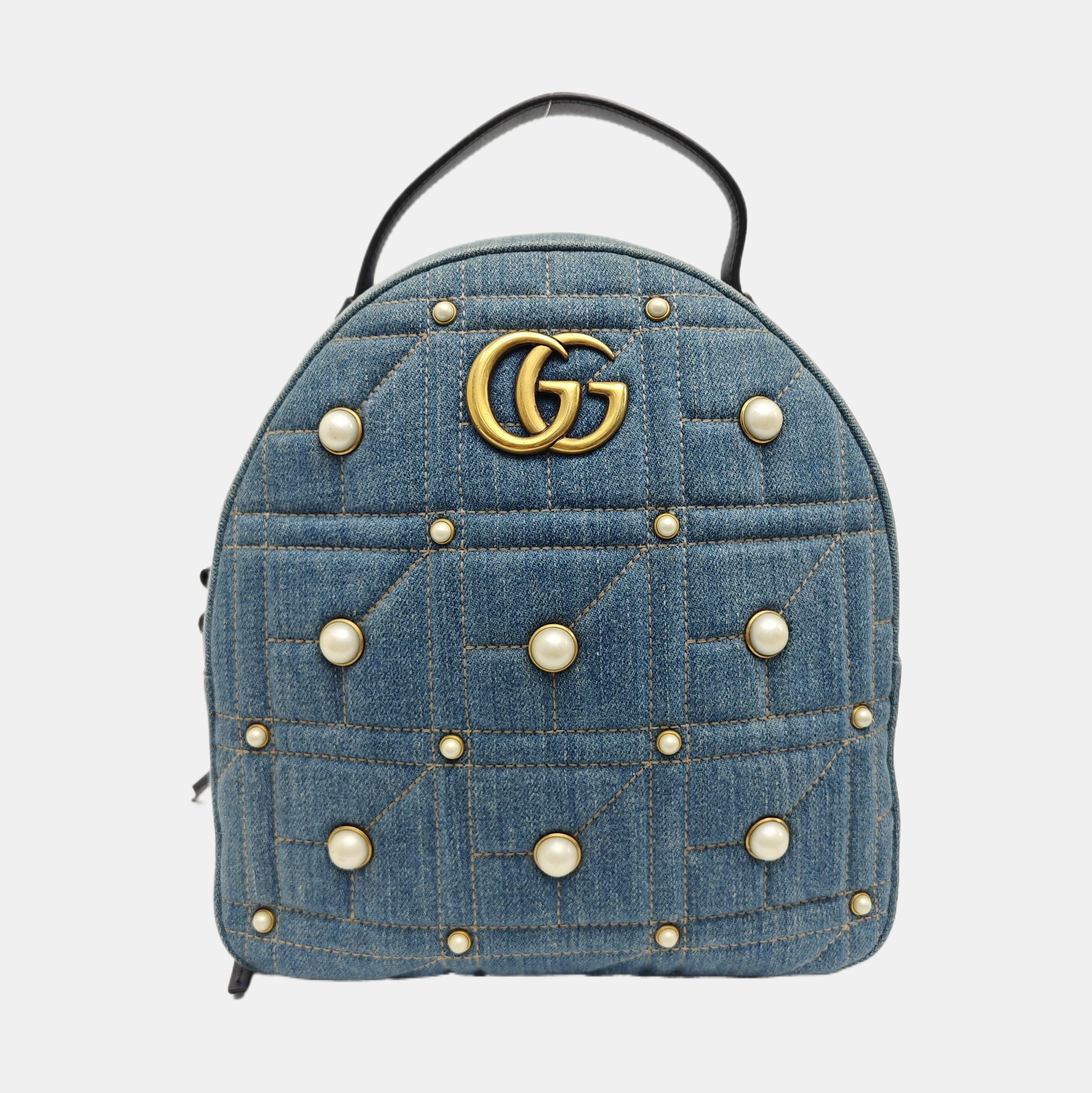 GG Marmont Small Quilted Denim Blue