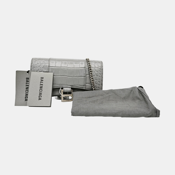 Hourglass Wallet On Chain Mini Calfskin Gray