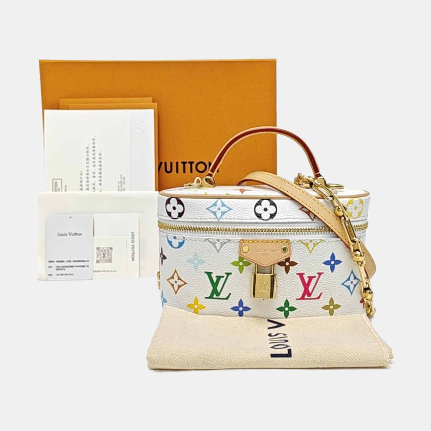 LV × TM Vanity Chain Pouch Monogram Coated Canvas White