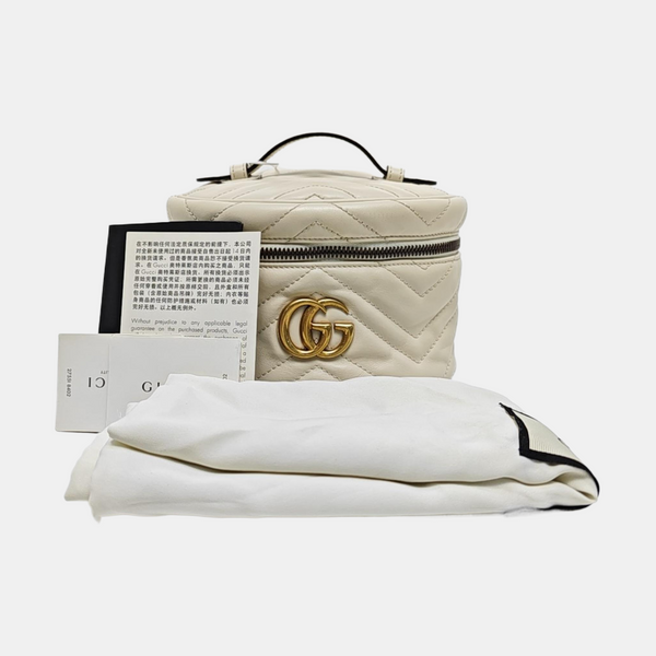 GG Marmont Mini Quilted Calfskin White