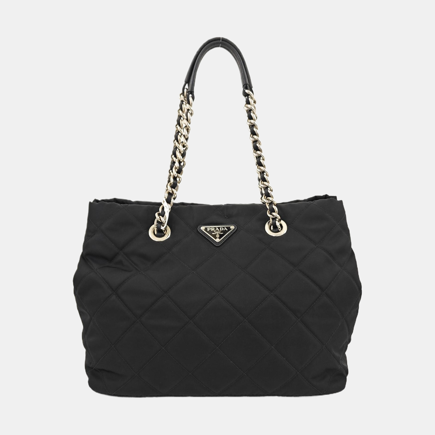 Quilted Nylon Tote Bag Black