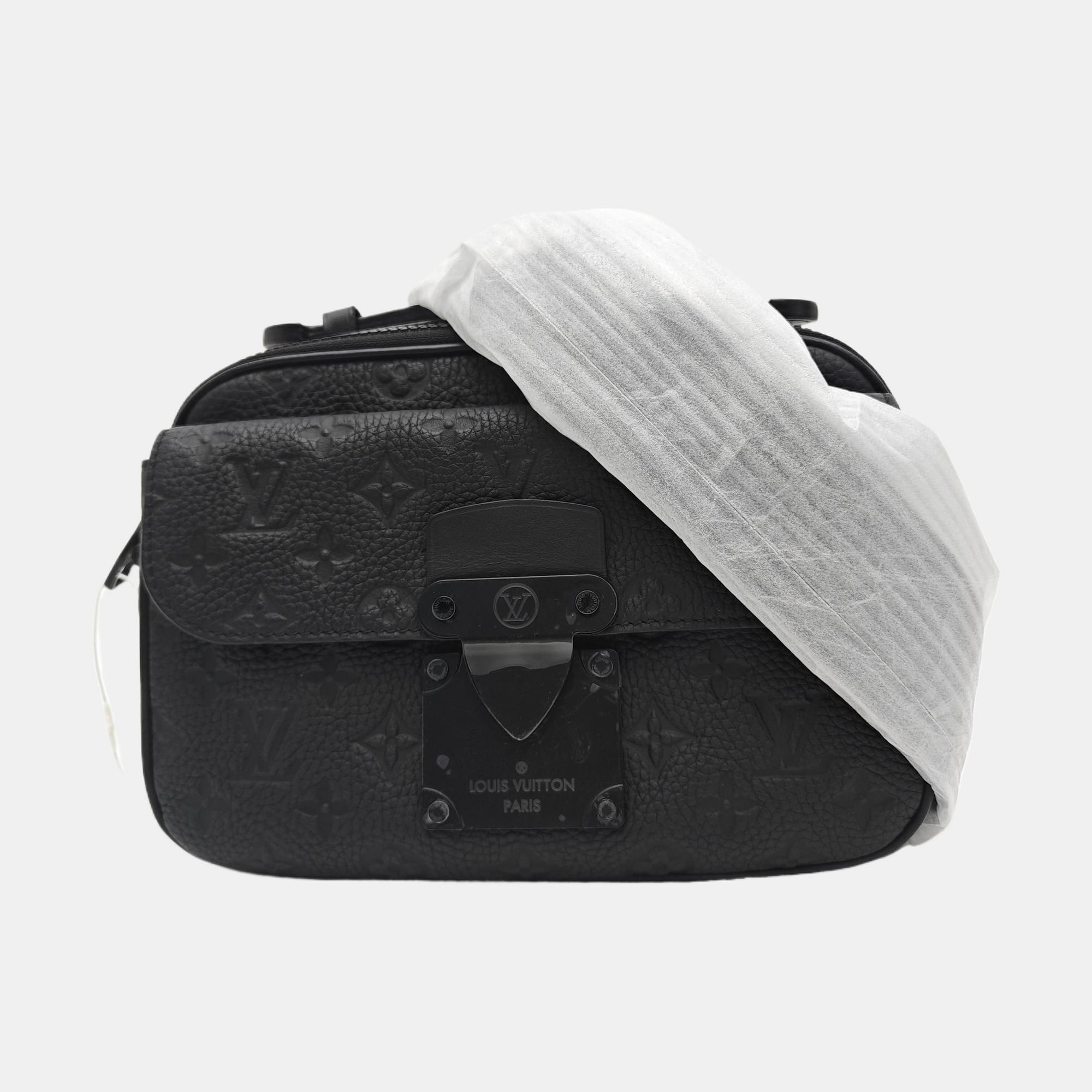 S LOCK Monogram Calfskin Black