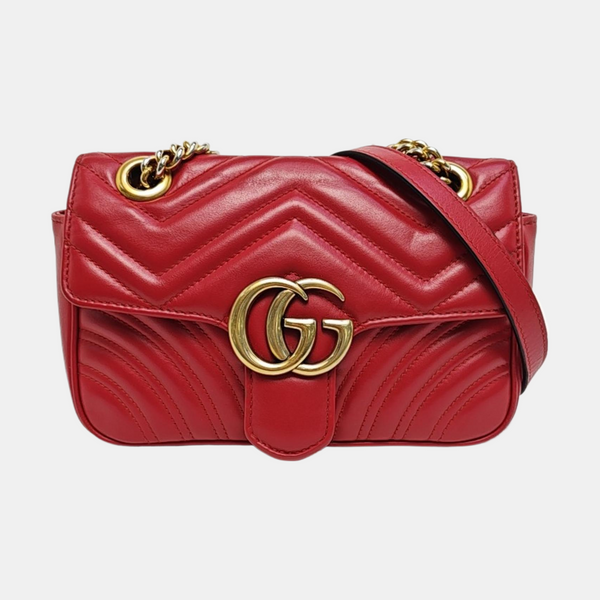 GG Marmont Small Quilted Calfskin Red