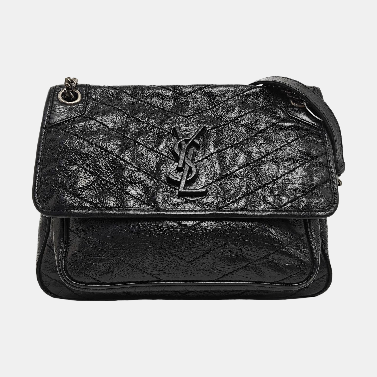 NIKI Medium Chevron Calfskin Black