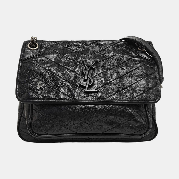 NIKI Medium Chevron Calfskin Black