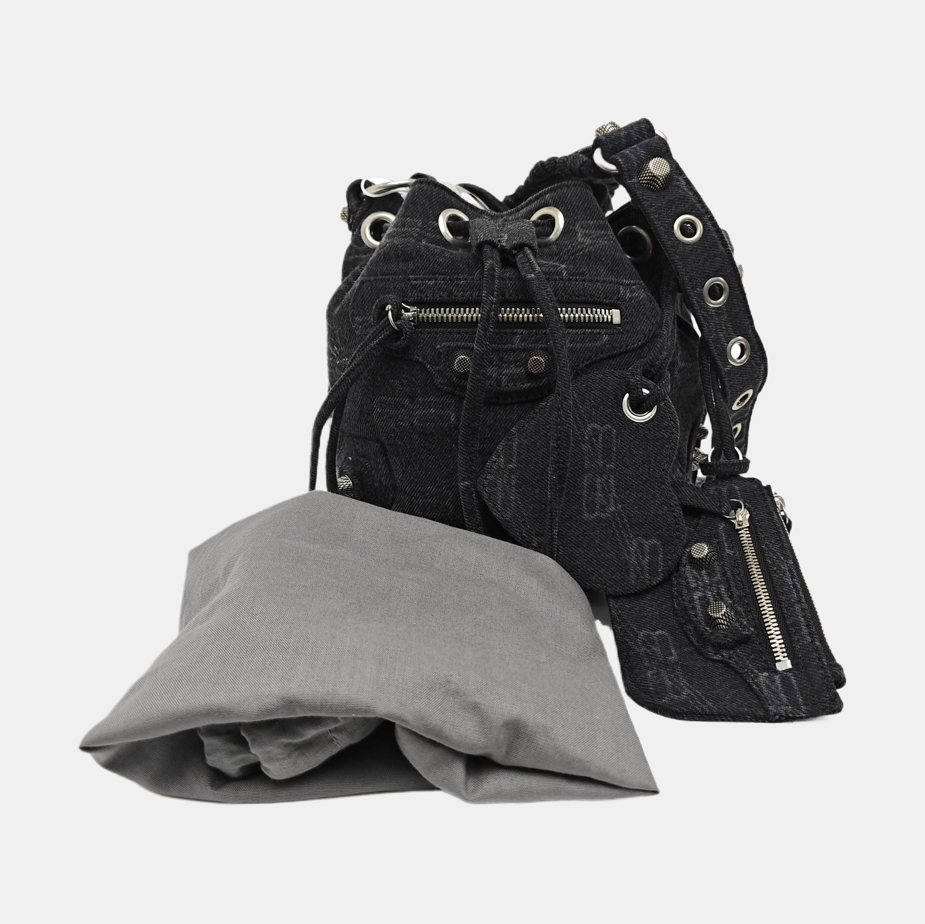 Fabric Bucket Bag Gray
