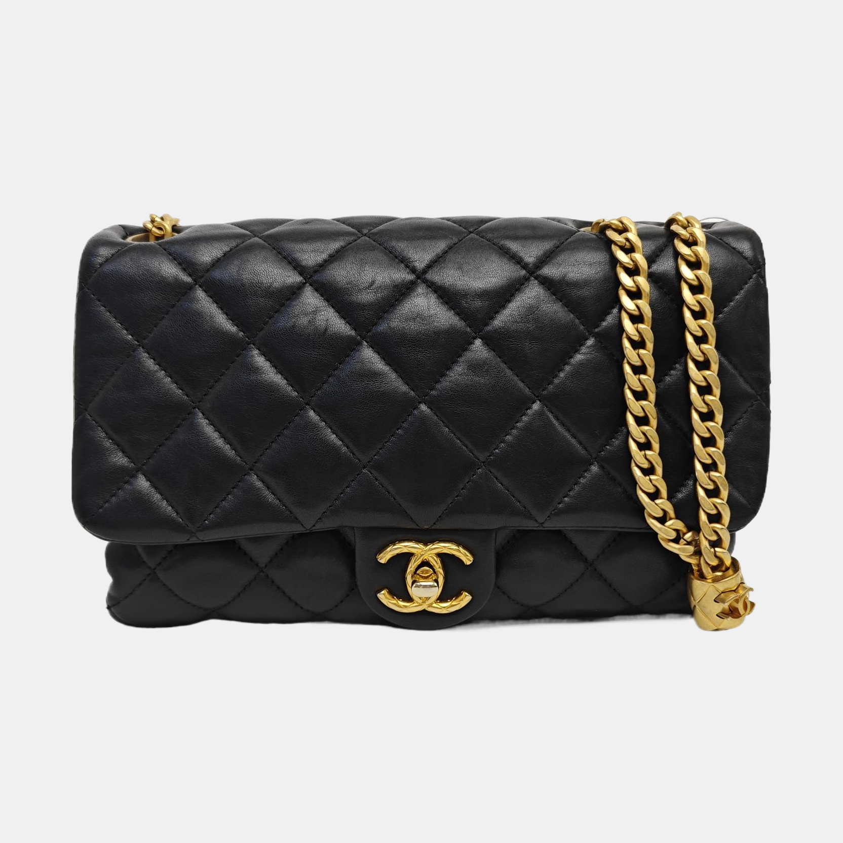 Quilted Lambskin Shoulder Bag Small Black