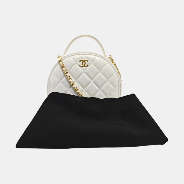 Quilted Lambskin Shoulder Bag White