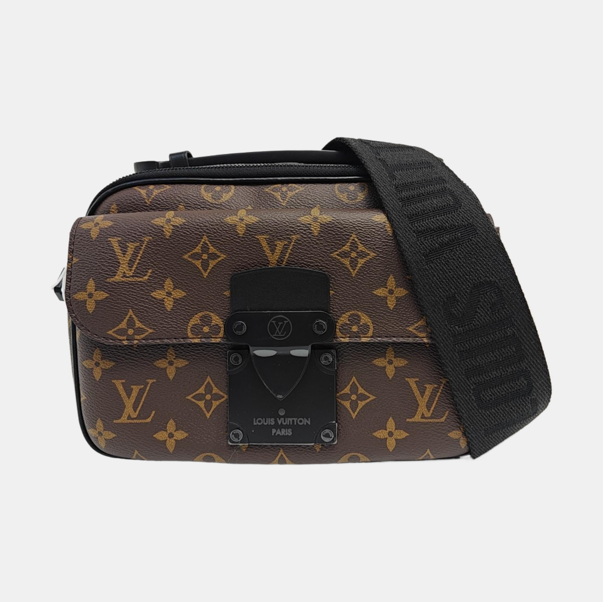 S LOCK Monogram Coated Canvas Brown