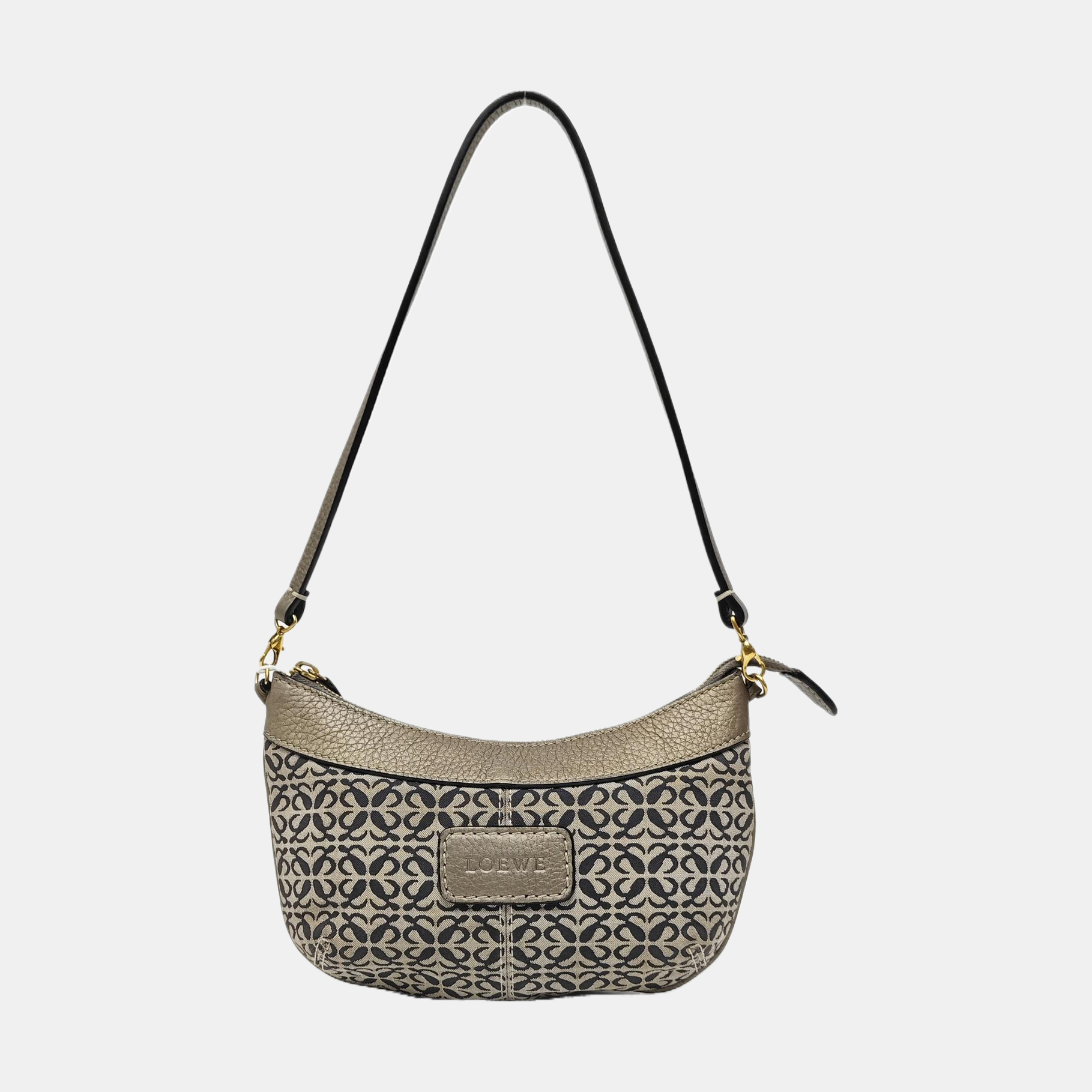 Monogram Fabric Shoulder Bag Gray