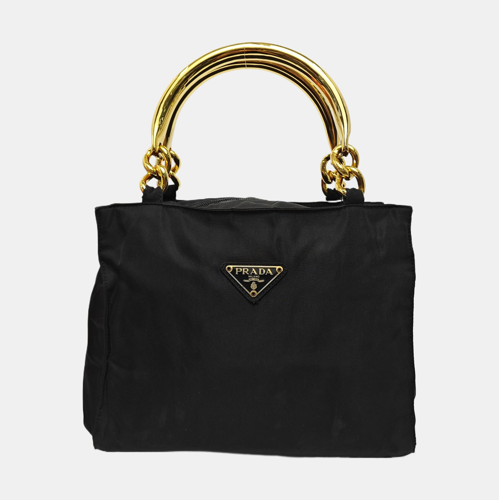 Nylon Top Handle Bag Black