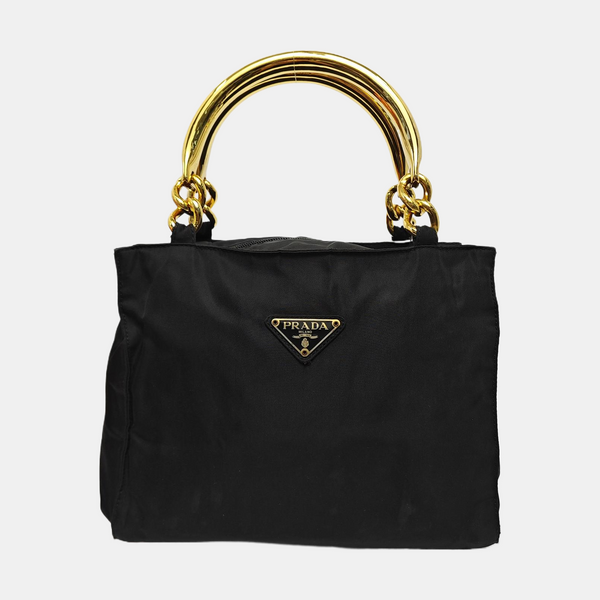Nylon Top Handle Bag Black