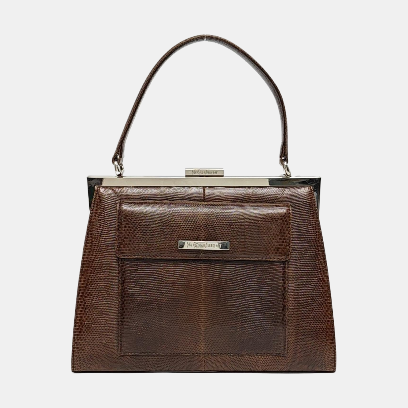 Lizard Top Handle Bag Brown