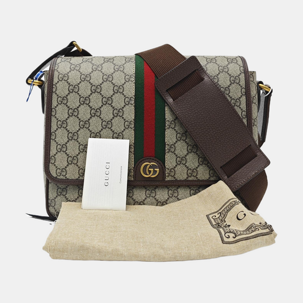 Ophidia Small Monogram Coated Canvas Beige