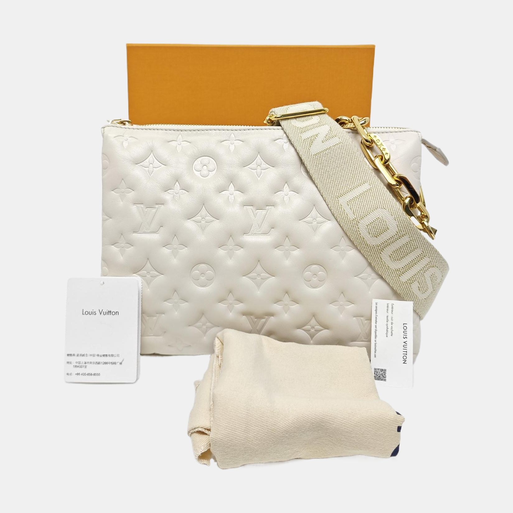 COUSSIN PM Monogram Calfskin White