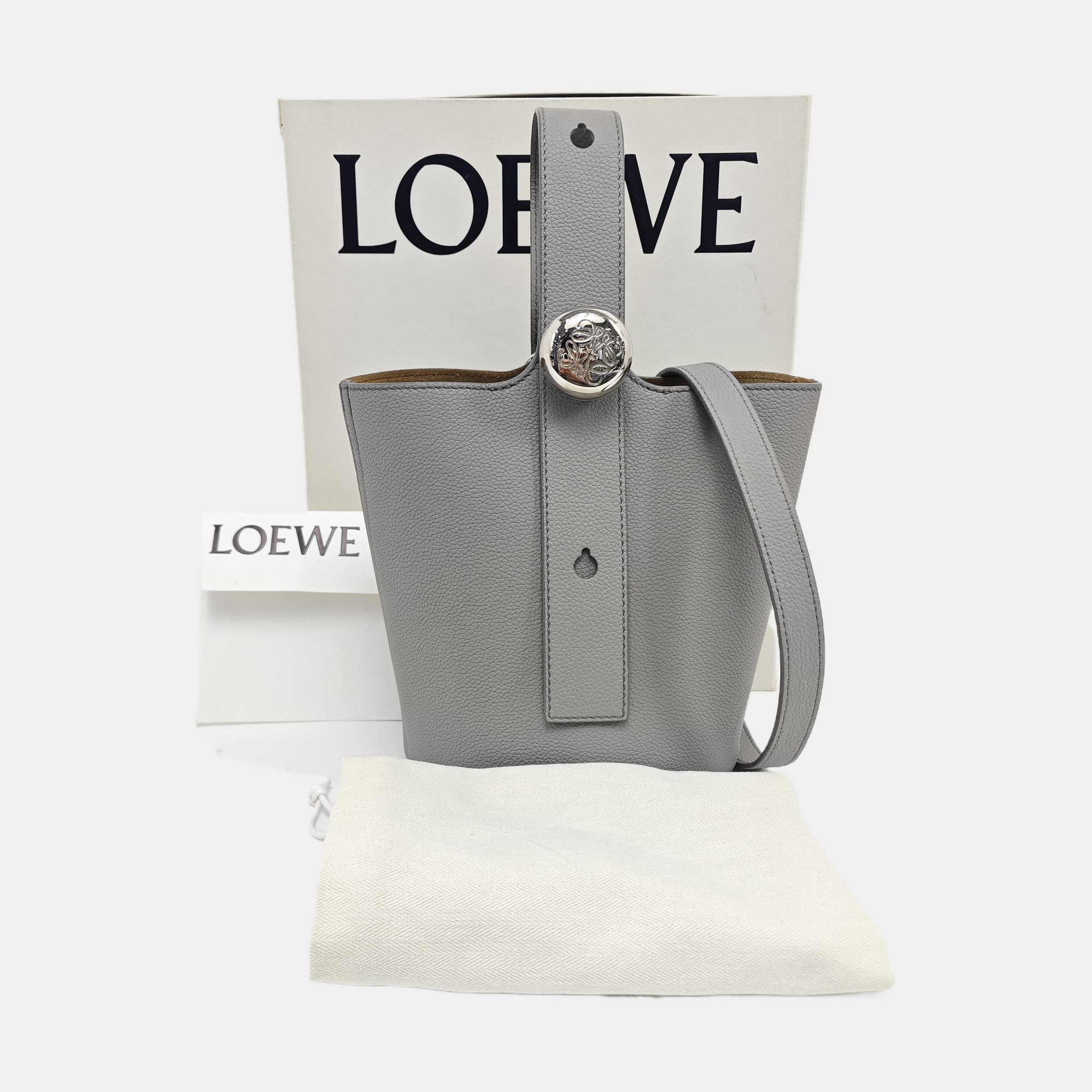 Pebble Bucket Mini Calfskin Gray