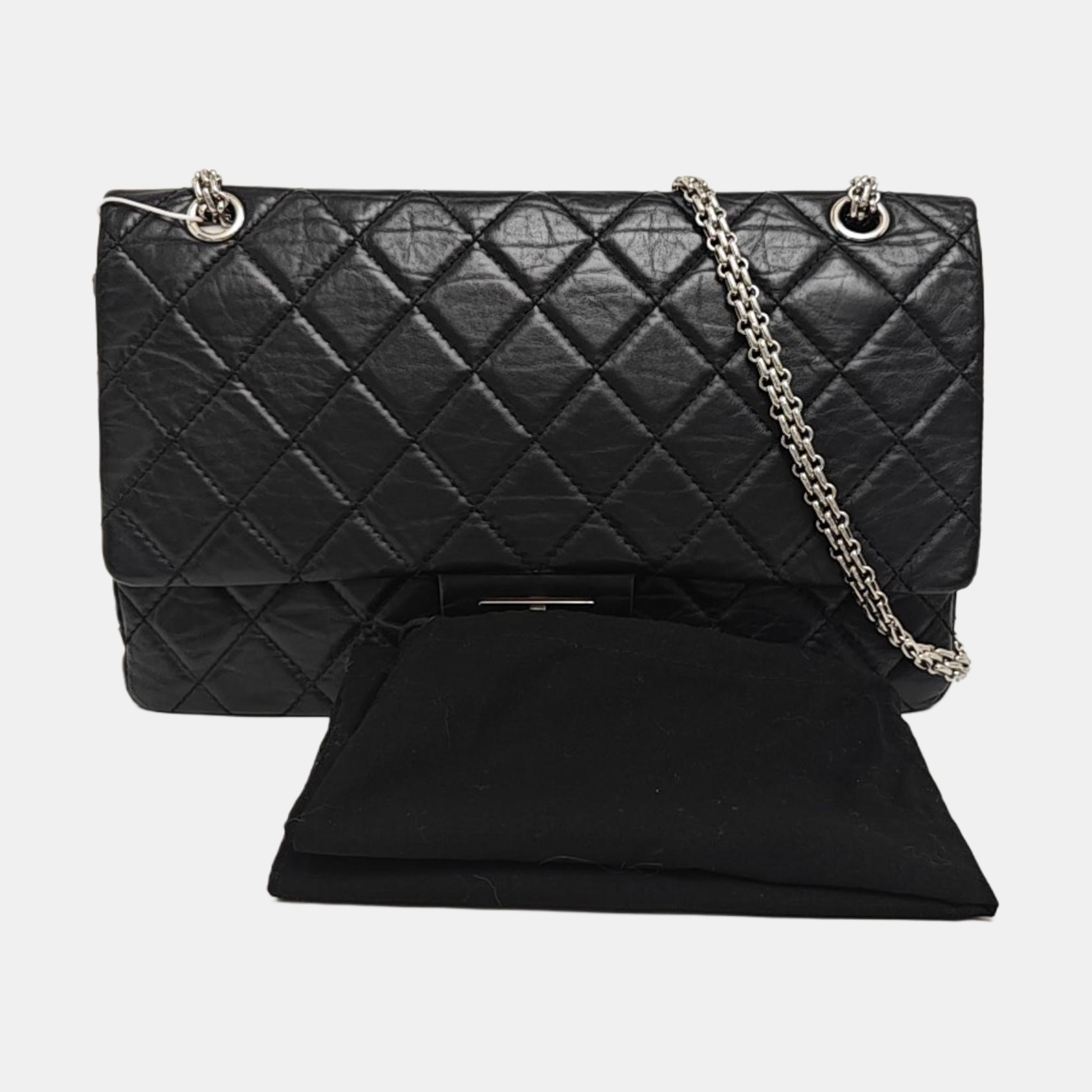 2.55 Maxi Quilted Calfskin Black