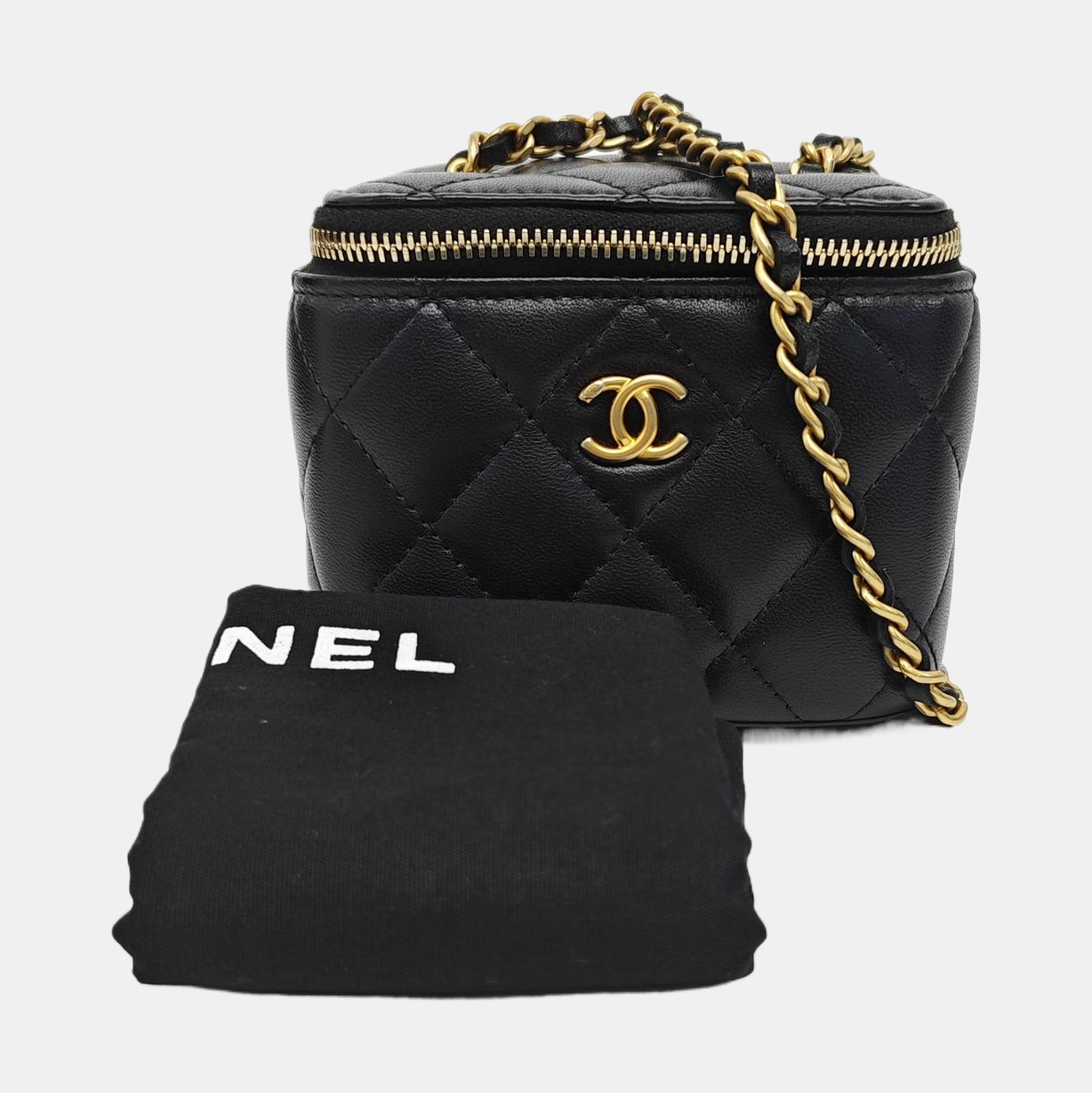 VANITY CASE Mini Quilted Lambskin Black