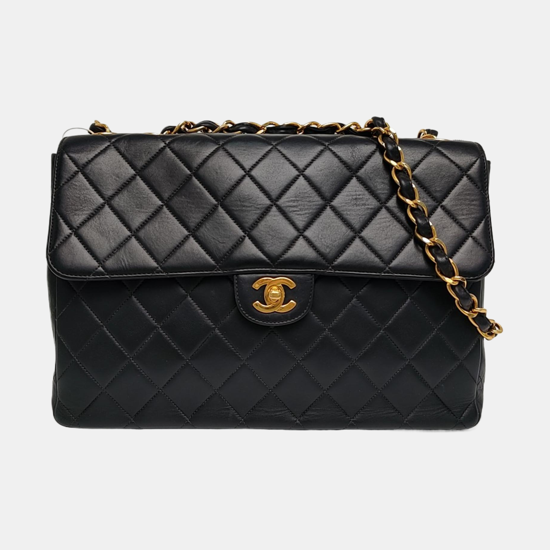 Large Quilted Lambskin Black