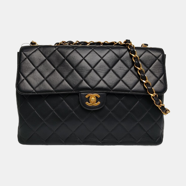 Large Quilted Lambskin Black