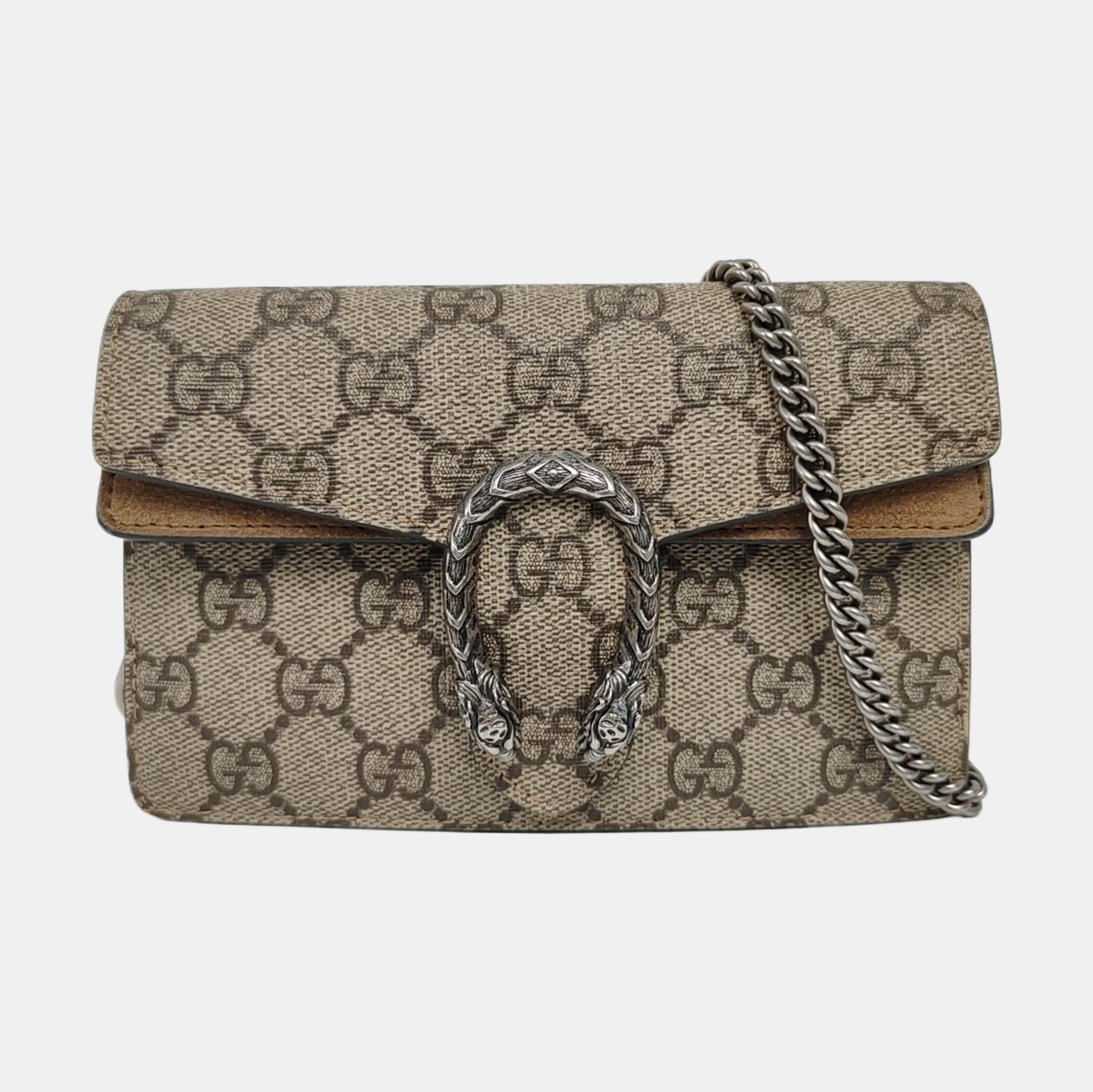 Dionysus Super Mini Monogram Coated Canvas Beige