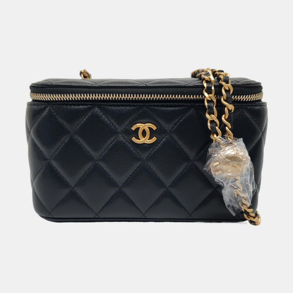VANITY CASE Small Quilted Lambskin Black