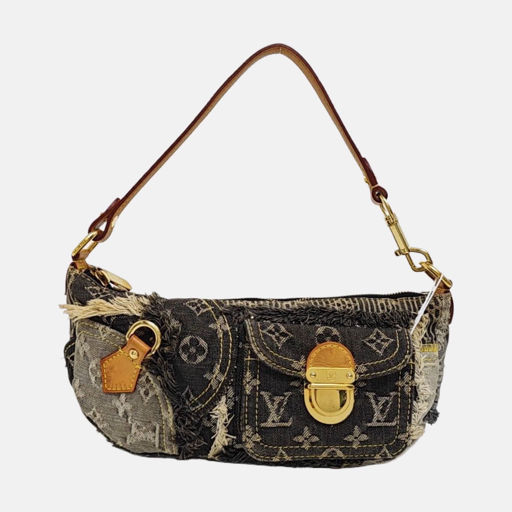 Monogram Denim Top Handle Bag Black