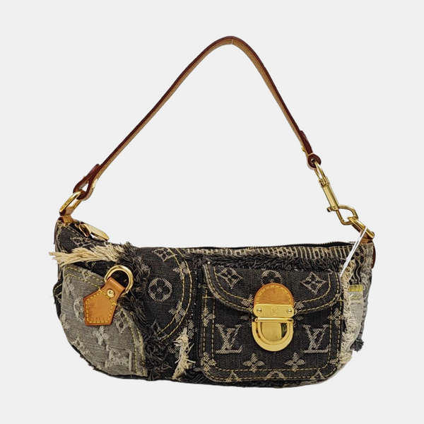 Monogram Denim Top Handle Bag Black
