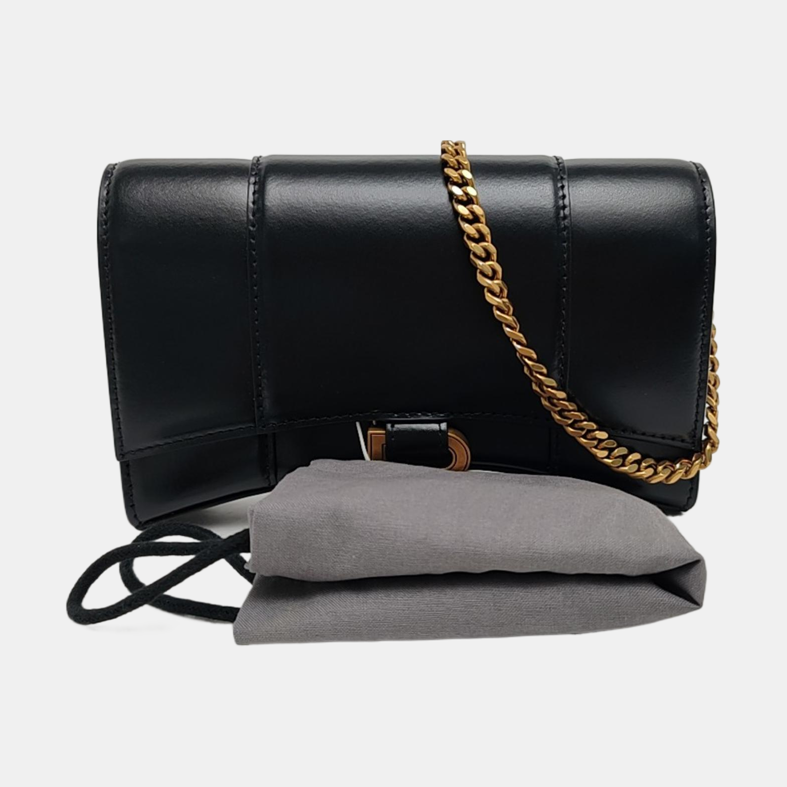 Hourglass Wallet On Chain Mini Calfskin Black