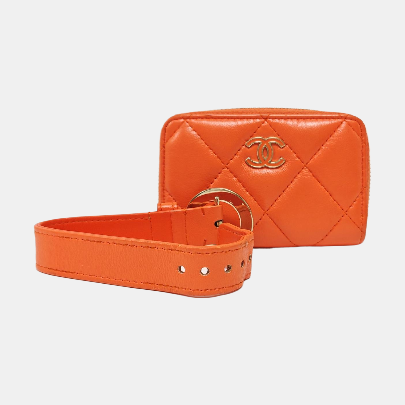 Quilted Lambskin Wallet Orange