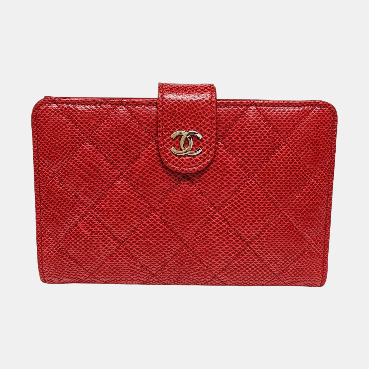 Quilted Python Wallet Red