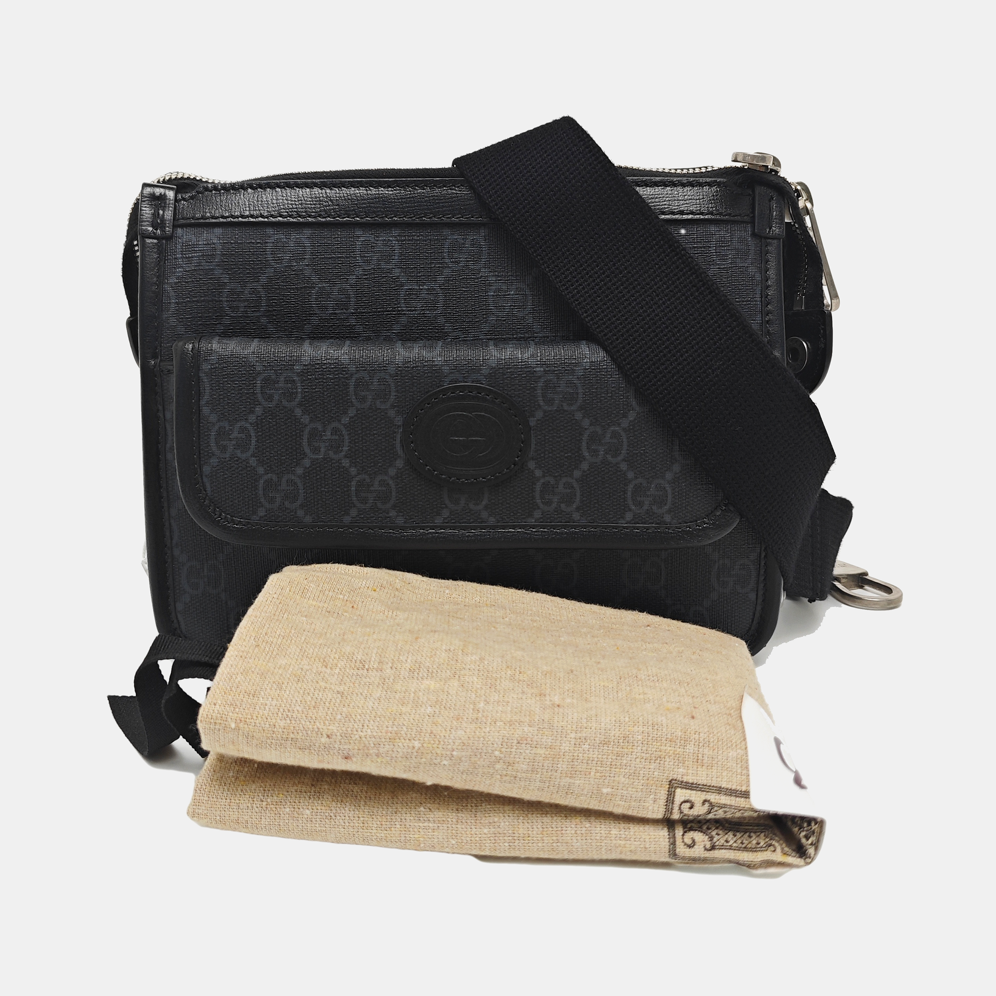 Monogram Coated Canvas Crossbody Bag Black