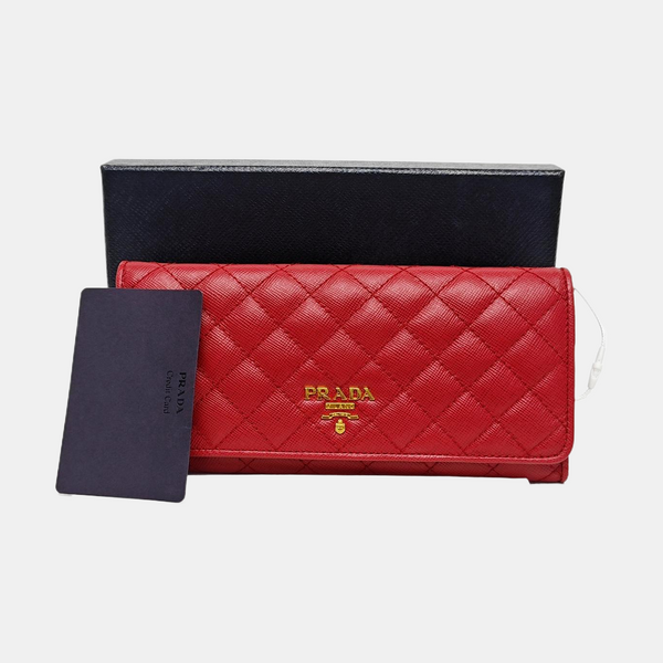 Quilted Calfskin Wallet Red
