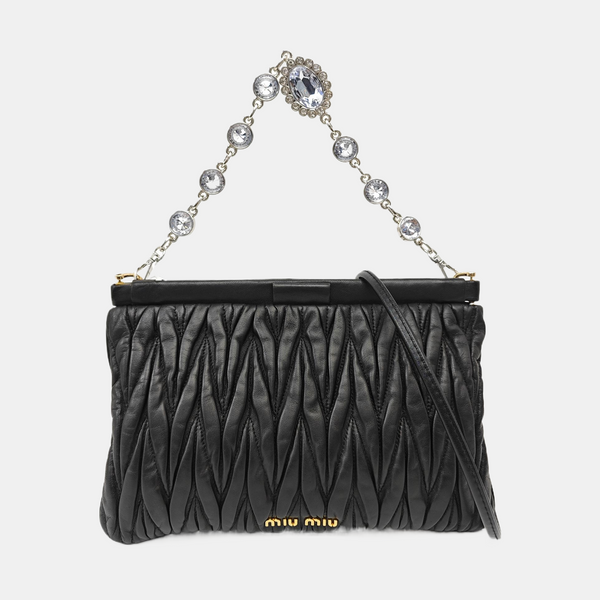 Quilted Lambskin Top Handle Bag Black