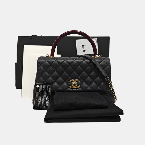 COCO HANDLE Medium Quilted Grained Calfskin Black