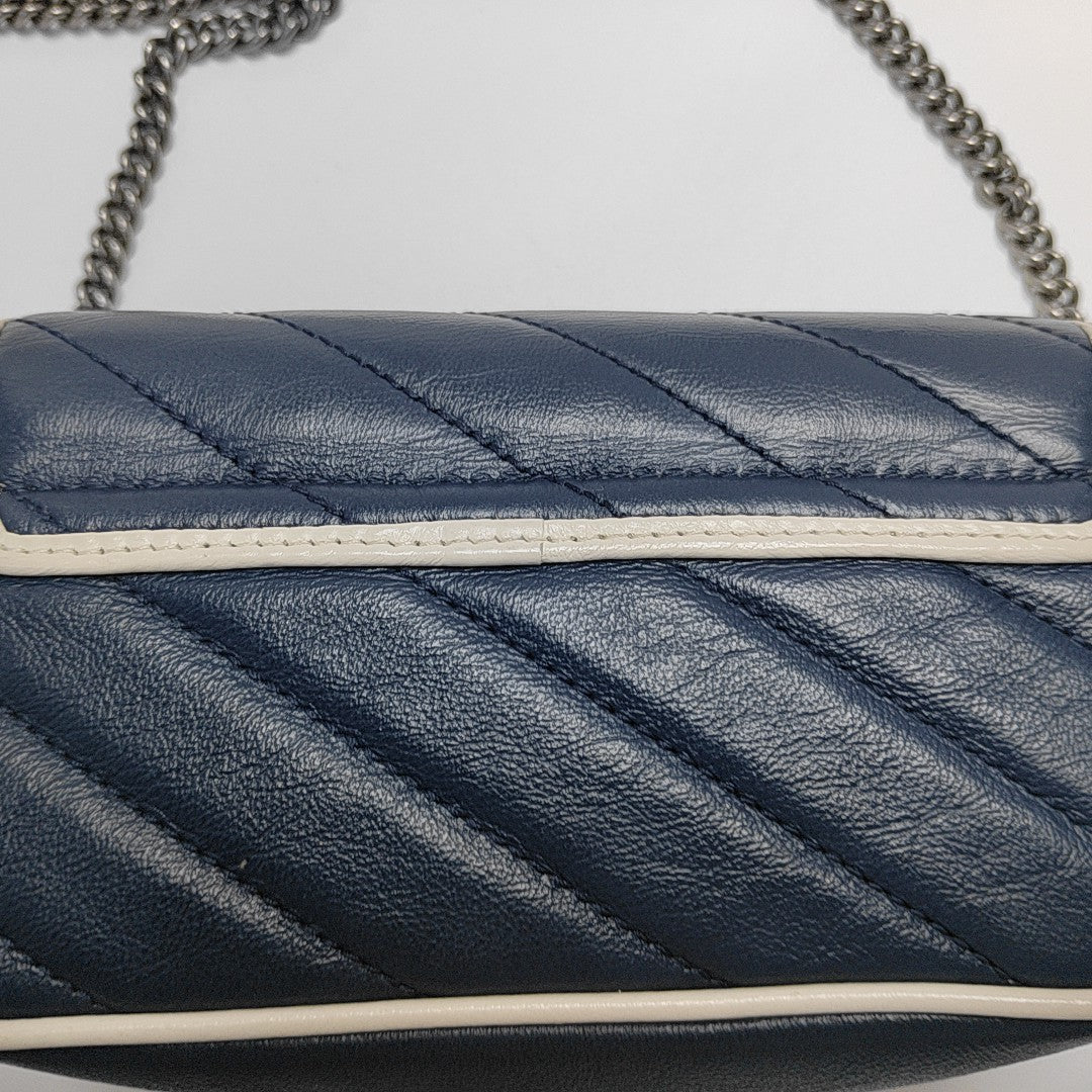 GG Marmont Super Mini Quilted Calfskin Blue