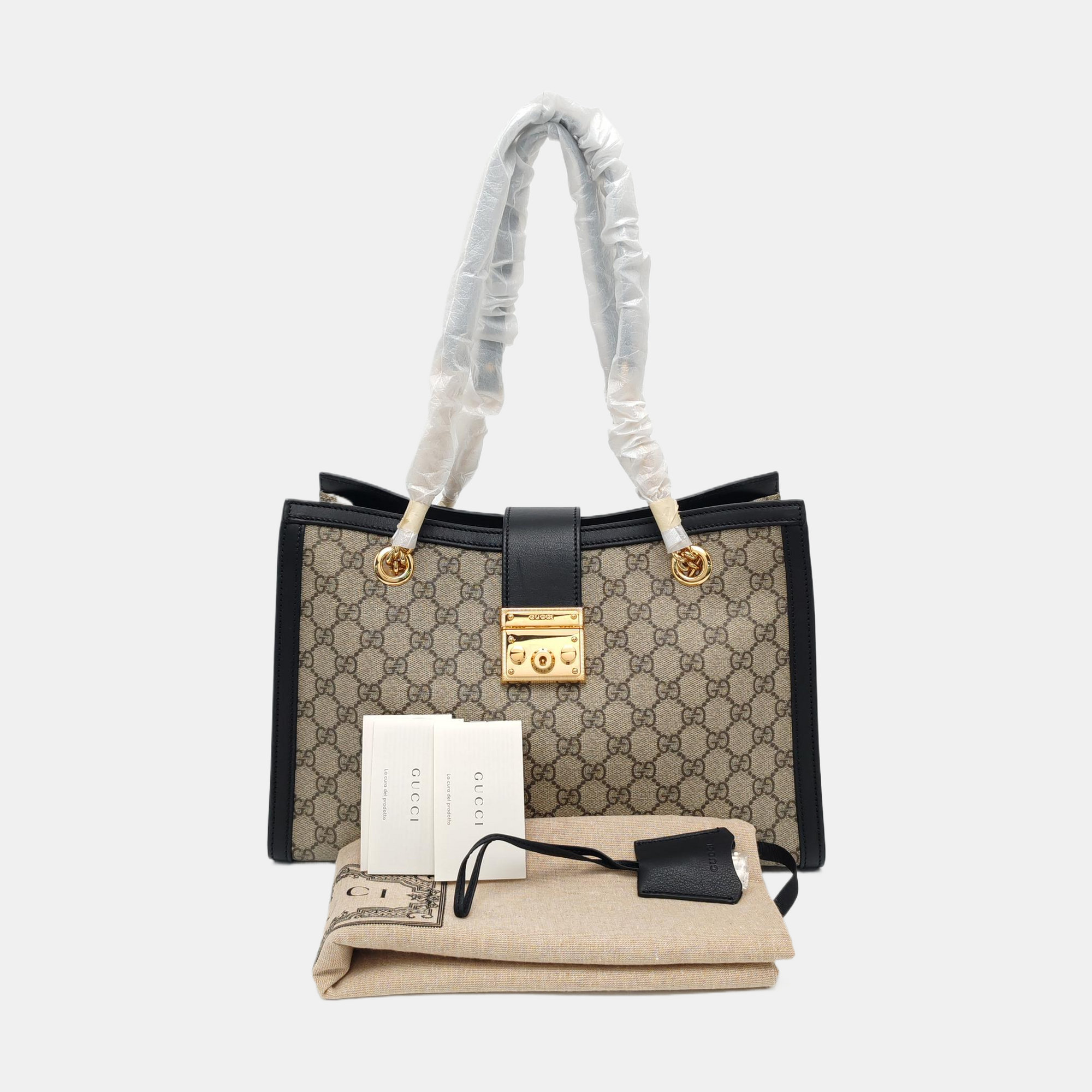 Padlock Medium Monogram Coated Canvas Beige