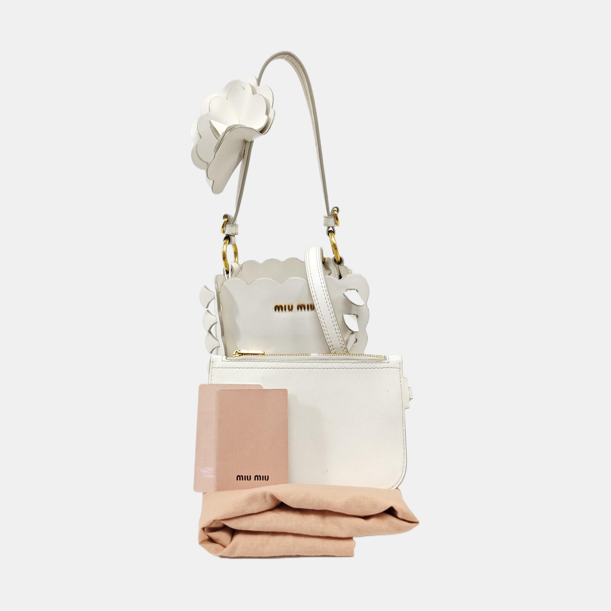 Leather Shoulder Bag White