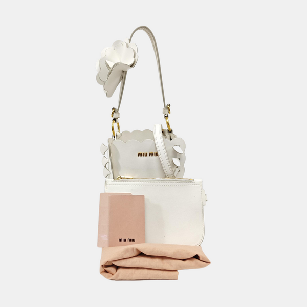 Leather Shoulder Bag White
