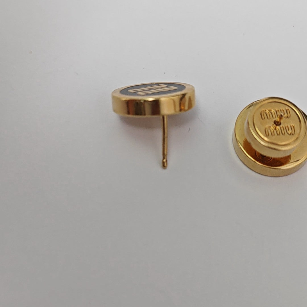 Metal Black Stud Earrings